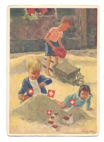 KINDER - Im Sandkasten spielende Kinder, Schweizer Rot Kreuz - Karte