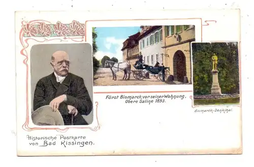 8730 BAD KISSINGEN, Fürst Bismarck vor seiner Wohnung, Bismarck Denkmal..., 1913