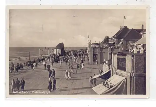 2280 WESTERLAND / Sylt, Promenade mit NS-Beflaggung, 1933