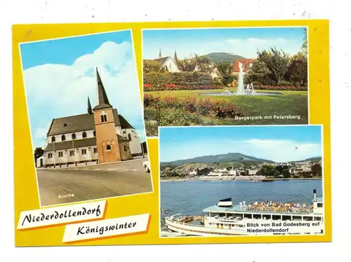 5330 KÖNIGSWINTER - NIEDERDOLLENDORF, Kirche, Bürgerpark, Blick von Bad Godesberg