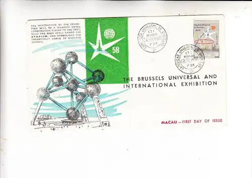 MACAU / MACAO, 1958, Michel 414, Expo Brussel 1958, FDC, no. 458 von 600