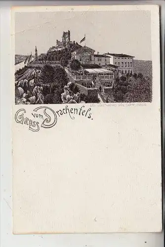 5330 KÖNIGSWINTER, Plateau Drachenfels, Lithographie ca. 1900, Druckstelle
