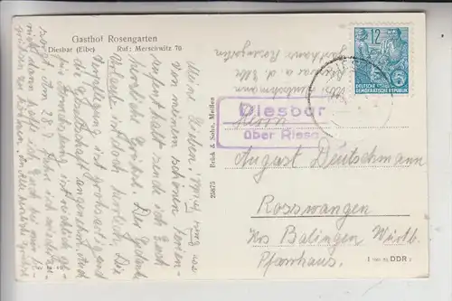 0-8403 DIESBAR, Blick vom bösen Bruder, Landpoststempel  "Diesbar über Riesa"