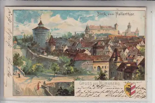 8500 NÜRNBERG, Blick vom Hallerthor, 1900, Lithographie