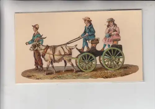TIERE - ZIEGEN / Goats / Geiten / Chevre, Ziegenkutsche, Oblate 16 x 8,5 cm