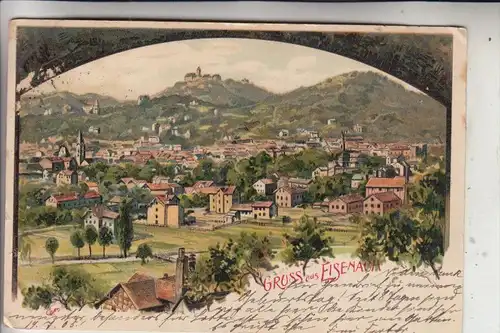 0-5900 EISENACH, Gruss aus... Lithographie, 1906, nach Mariaweiler bei Düren gelaufen