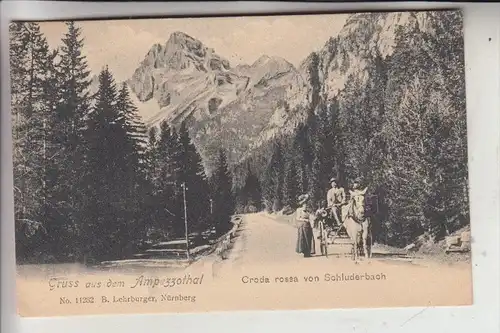 I 39034 TOBLACH - SCHLUDERBACH, Kutsche, Croda Rossa, Gruss aus dem Ampezzothal, ca. 1905