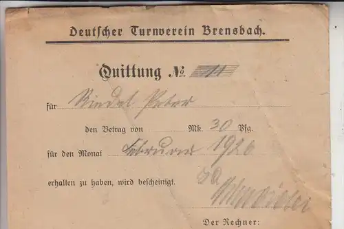 6101 BRENSBACH, Beitragsquittung, Deutscher Turnverein Brensbach 1926