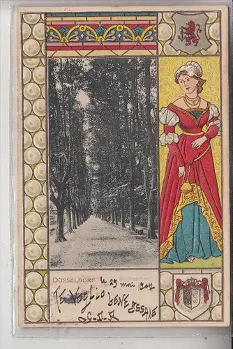 4000 DÜSSELDORF, Seufzerallee, Tracht, Wappen, 1902, sehr dekorativ, teils geprägt