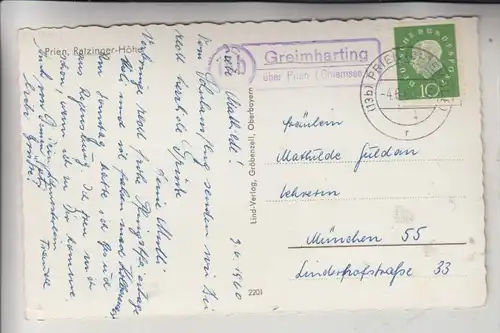 8210 PRIEN, Panorama, Landpoststempel "Greimharting über Prien (Chiemsee)"