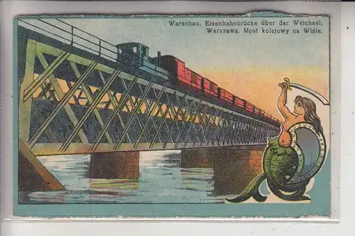 MEERJUNGFRAU / MERMAID / SIRENE / NIXE - Warschau Eisenbahnbrücke, 1916, deutsche Feldpost