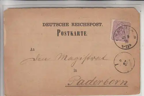 4790 PADERBORN, Postkarte Klassensteuer, 1876