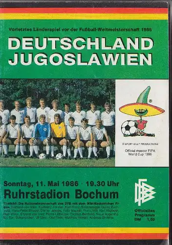 SPORT - FUSSBALL - DEUTSCHLAND - JUGOSLAWIEN, Länderspiel 11.Mai 1986, Bochum,  Programmheft