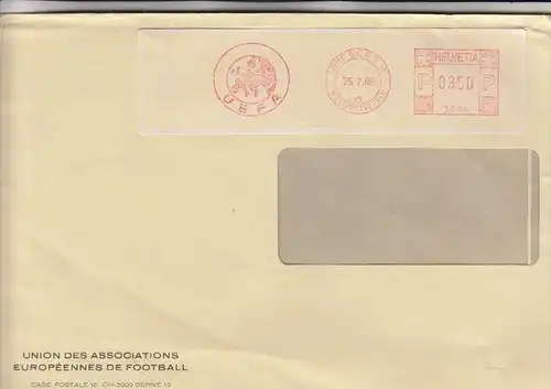 SPORT - FUSSBALL - UEFA, Bern, 1986, Maschinen-Stempel & Umschlag
