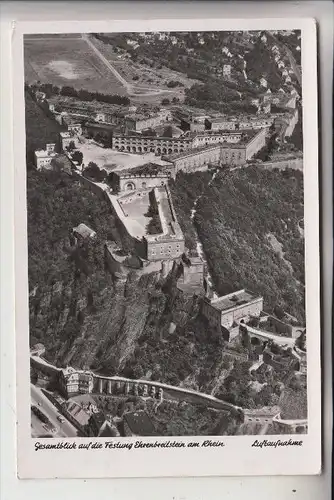 5400 KOBLENZ - EHRENBREISTEIN, Festung, Luftaufnahme, 1953