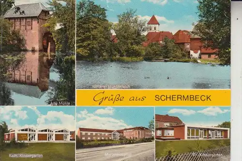 4235 SCHERMBECK, Grüsse aus, 196.., handcoloriert