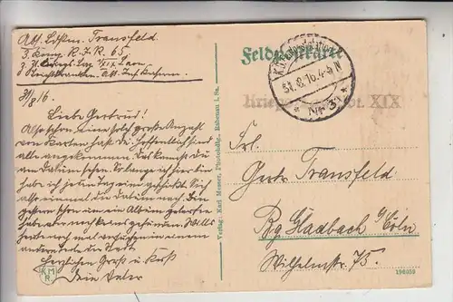 F 02000 LAON, Citadelle, 1.Weltkrieg, Deutsche Feldpost, 1916