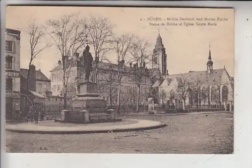 5160 DÜREN, Moltke Denkmal & Marien Kirche, 20er Jahre