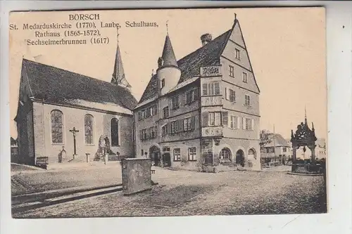 F 67530 BOERSCH / BÖRSCH, Medarduskirche, Laube, Schulhaus, Rathaus, Sechseimerbrunnen, , 1913
