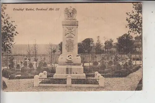 F 08300 RETHEL, Friedhof, Denkmal Abt. 11, Militär 1.Weltkrieg, deutsche Feldpost