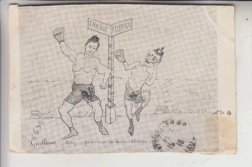 MONARCHIE - DEUTSCHLAND, Humor, Patriotica Frankreich 1916, am Rand beschnitten