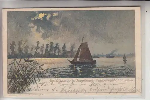 4000 DÜSSELDORF, "Aus Düsseldorfs Umgebung: Papelwäldchen am Rhein" Künstler-Karte F.Fuchs, 1903