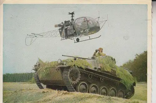 MILITÄR - PANZER / TANK / Chars, HS 30 & Helikopter, Bundeswehr, 1963, Druckstelle