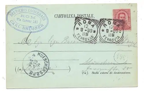 I 00100 ROMA, Ricordo di Roma, 1899, Mondscheinlithographie, Angler / fishing