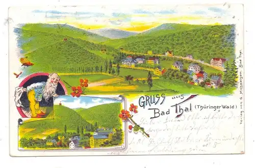 0-5906 RUHLA - THAL, Lithographie, Dorfansicht, Panorama, Zwerg