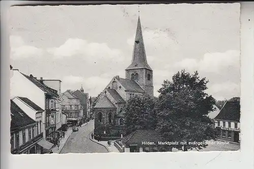 4010 HILDEN, Marktplatz mit ev. Kirche, 1958