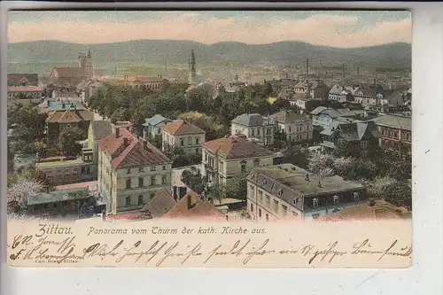 0-8800 ZITTAU, Panorama vom Turm der kath. Kirche, 1902