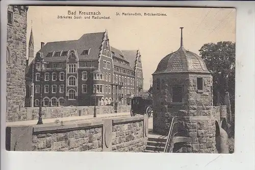 6550 BAD KREUZNACH, St. Marienwörth, Brückentürme, Kutsche, 1910