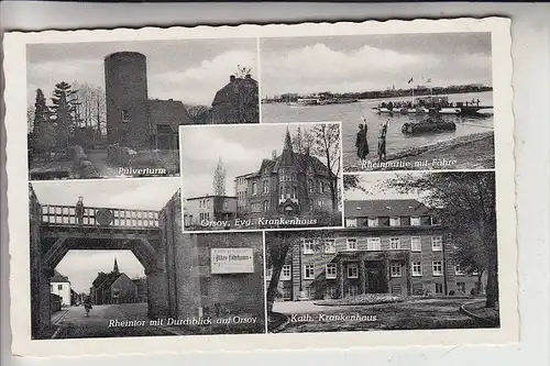4134 RHEINBERG - ORSOY, Kat. Krankenhaus, ev. Krankenhaus, Rheinpartie, Pulverturm, Rheintor