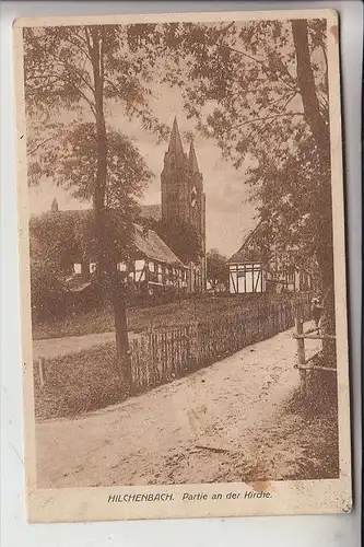 5912 HILCHENBACH, Partie an der Kirche, 1927, kl. Fleck