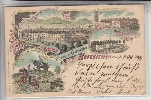 3520 HOFGEISMAR, Lithographie, Garnison Hofgeismar, Kasernen, Ulanen, 1899