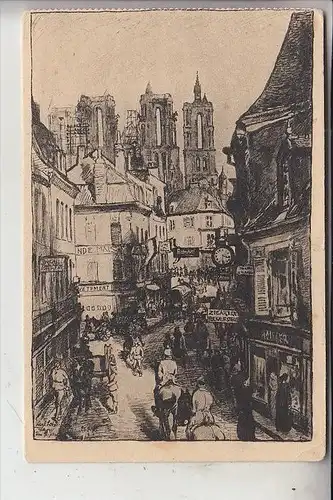 F 02000 LAON, Rue St. Jean, 1.Weltkrieg, 1918, Deutsche Feldpost, Künstler-Karte Karl Lotze