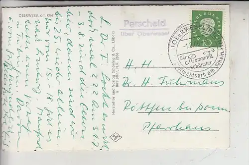 6532 OBERWESEL, Ortsansicht, Landpoststempel "Perscheid über Oberwesel", 1960