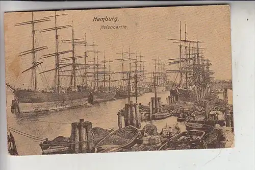 2000 HAMBURG, Hafenpartie, Segelschiffe, 1914