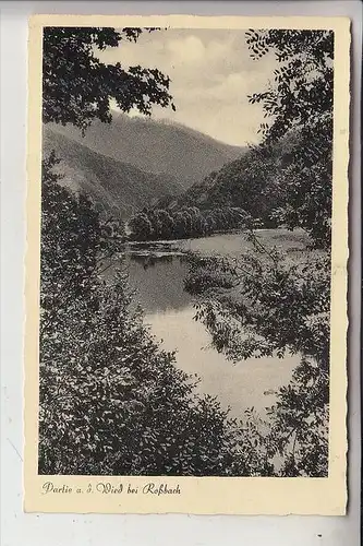 5454 WALDBREITBACH - ROSSBACH, Partie an der Wied, Landpoststempel "22b Roßbach über Linz / Rhein", 1952