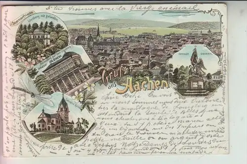 5100 AACHEN, Lithographie 1898, u.a. Belvedere auf dem Lousberg