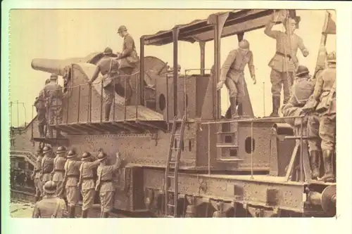 MILITÄR - ARTILLERIE - Eisenbahngeschütz - railroad cannon - Art. lourde sur voie Ferree - Frankreich