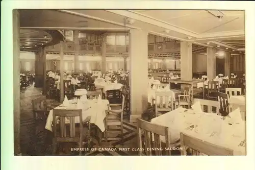 SCHIFFE - OZEAN - EMPRESS OF CANADA 1922-1943, 1.Cl. Dining Saloon, Paqueboat 1947 Quebec