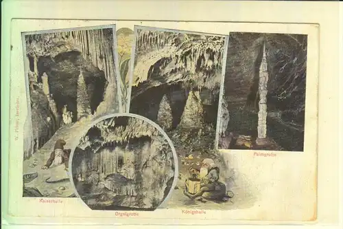 5860 ISERLOHN - GRÜNE, Dechenhöhle, 1911, Mehrbildkarte color, Zwerge- Gnome