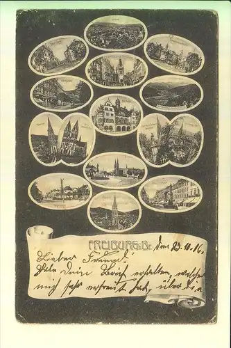 7800 FREIBURG, Mehrbildkarte 1905