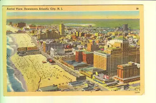 USA - NEW JERSEY - ATLANTIC CITY, Aerial View, 1949, Tichnor