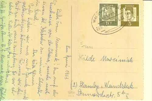 7890 WALDSHUT, POSTGESCHICHTE, Bahnpoststempel "Waldshut-Basel, Zug 1606, 25.6.63"