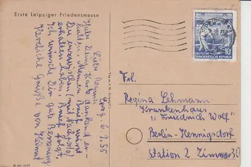 0-7000 LEIPZIG, Erste Leipziger Friedensmesse, 1955, Johann Sebastian Bach, Druckstelle