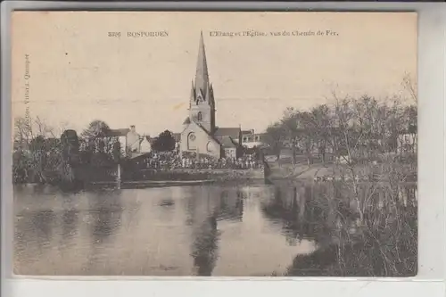 F 29140 ROSPORDEN, L'Etang de l'Eglise, vue du Chemin de Fer