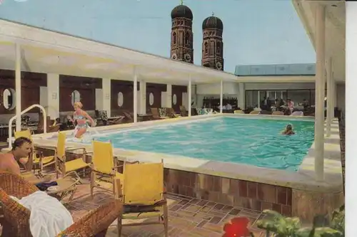 8000 MÜNCHEN, Hotel Bayerischer Hof, Dachgarten-Schwimmbad 1966