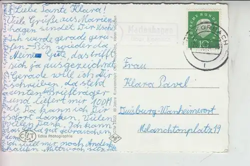 3546 VÖHL - MARIENHAGEN, Landpoost-Stempel "Marienhagen über Korbach" 1961